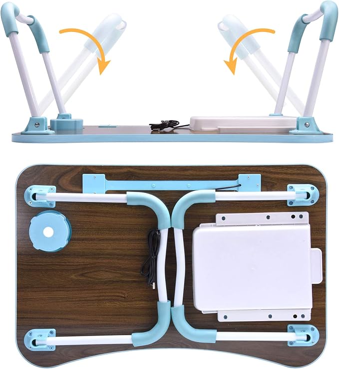 Slendor Bed Desk for Laptop and Writing with Storage, Cup Holder, Light - Image 7