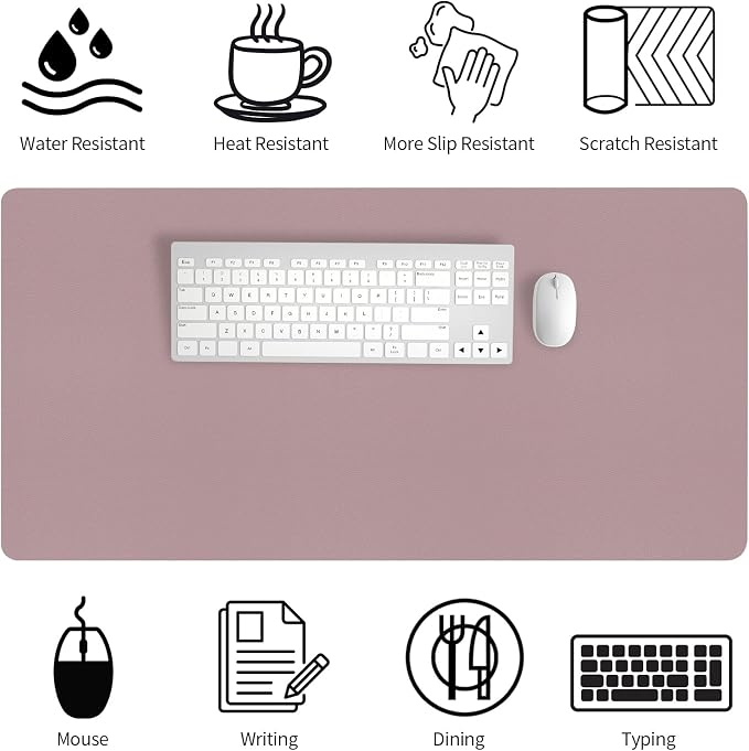 Bloss Pink Desk Mat, Large Mouse Pad, Non-Slip Desk Protector Mat, Leather Desk Blotter, Waterproof Desk Pad for Make Up Desk/31.5×15.7 Inch - Image 3