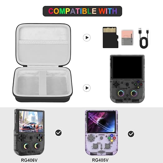 Supmay Hard Carrying Case for RG406V/ RG405V Handheld Game Console, Retro Game Protective Case with Zipper Mesh Pocket for SD Card, USB Charging Cable, User Manual, Black - Image 2