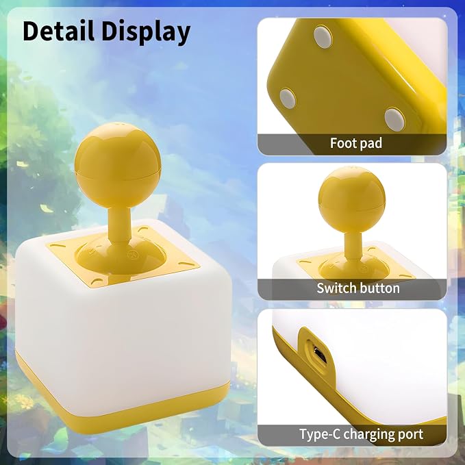 Rocker Night Light Lamp, 2-Speed Timer Bedside Lamp Rechargeable USB LED Companion Light with Joystick Design, DIY Emoji Stickers, 30-Minute Timer, Side Table Light for Bedroom (Yellow) - Image 4