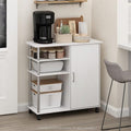 Furinno Helena Rolling Cart, 4-Tier Rolling Utility Cart with Closed Cabinet, Storage Cart, for Office, Living Room, Kitchen, Storage and Organizers, White Wood by Furinno-FitsYourSpaceFitsYourBudget