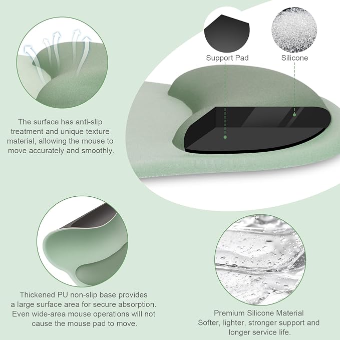 MOSISO Wrist Rest Support for Mouse Pad&Keyboard Set, Antique Green - Image 2