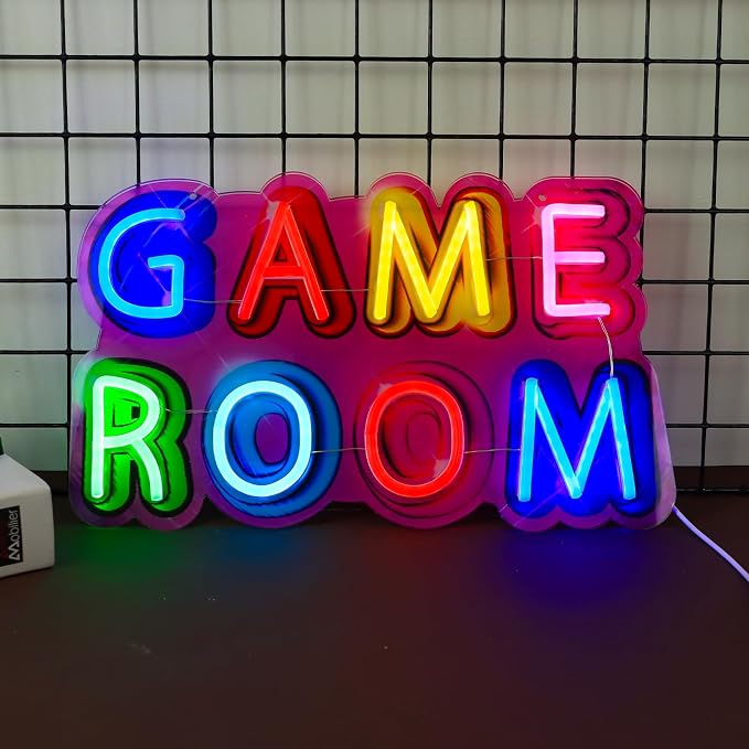 Game Room Neon Sign,Game Neon Lights Wall Decor for Internet Cafe, Gaming Room, Man cave, Bedroom Gift Art for Boys Girls Fans Gamer-15.8 x 9.61 IN-USB Powered-Acrylic by Unknown