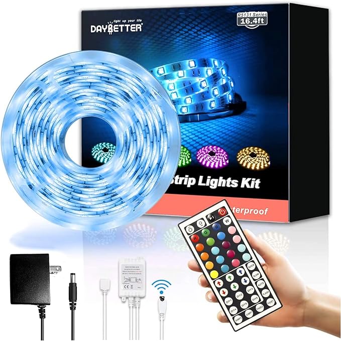 DAYBETTER Led Strip Lights 16.4ft Waterproof Color Changing Led Lights with Remote Controller by DAYBETTER