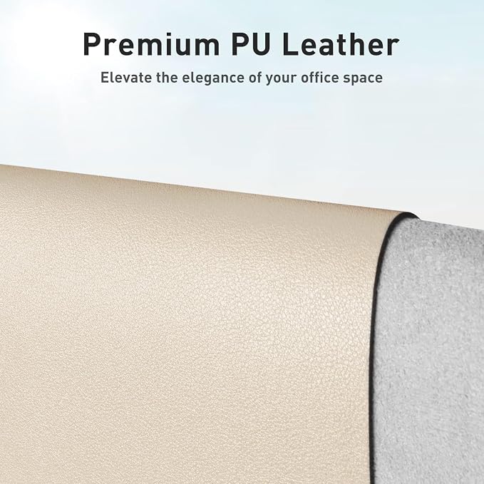Aothia Faux Leather Desk Mat - Non-Slip PU Leather Desk Blotter, Waterproof Writing Surface, Large Desk Pad for Office & Home (Beige, 55" x 17") - Image 2