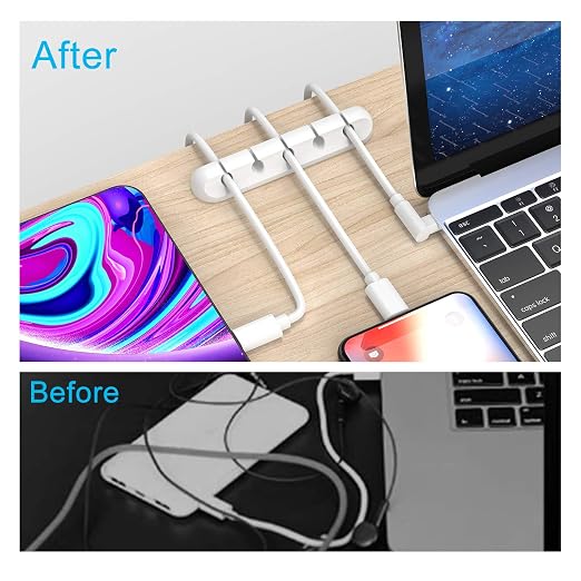 INCHOR Cord Organizer for Desk, White Cable Organizer Cable Clips 2 Pack - Image 2