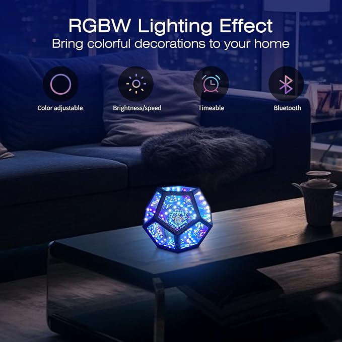 MITO Infinity Mirror Light Dodecahedron, RGBW Cube Light Decor for Gaming - Image 2