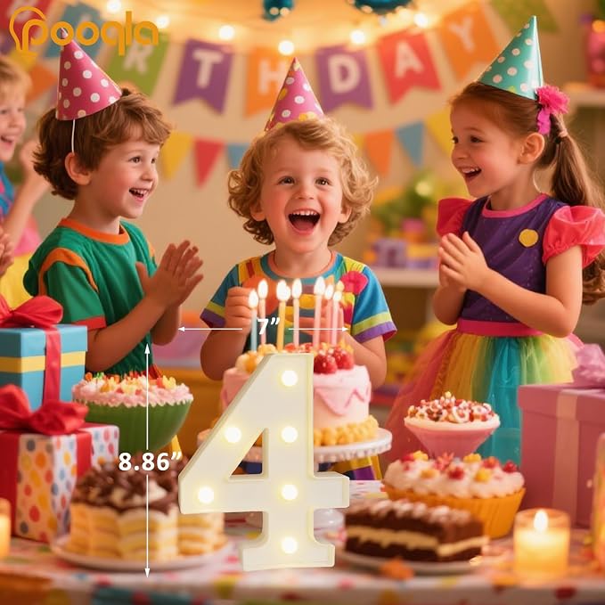 Pooqla Colorful Light Up Numbers, 35 Colors LED Marquee Number Lights for 4th Birthday Decorations with Remote, RGB Lighted Numbers for Party, Wedding, Bar, Night Light, Home Decor, Number 4 - Image 5