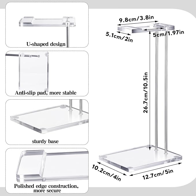 Xuhal Acrylic Headphone Stand Headset Holder for Desk, Clear Acrylic Gaming Headset Stand Universal Headphone Holder for Desktop Display Office Accessories, with Metal Hardware(Rectangle) - Image 2