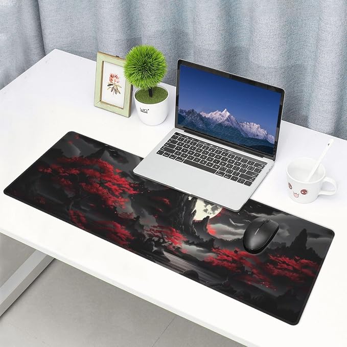 Extended Gaming Mouse Pad, Large Desk Mat XL Anime Mouse Pad Waterproof with Stitched Edges, Non-Slip Desktop Pad for Home and Office, Level Up Your 31.5x11.8 Inch (Night Canyon) - Image 7