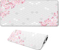Gaming Mouse Pad with Anti-Slip Rubber Base, Extended Large Computer Mouse Mat with Stitched Edges, Long XL Anime Mousepad for Laptop and Keyboard, 31.5 x 11.8 inch (Grey Cherry Blossom) by Unknown
