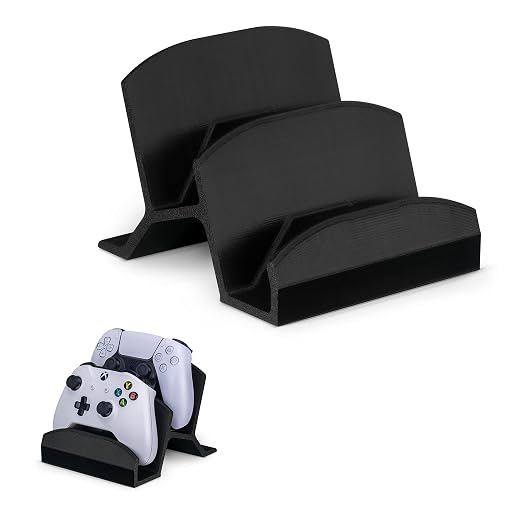 BRAINWAVZ Dual Game Controller Holder Desktop Stand - for PS5, Xbox Series X, One, PS4, Switch, PC, Gamepads & More UGDS06, Black by Brainwavz