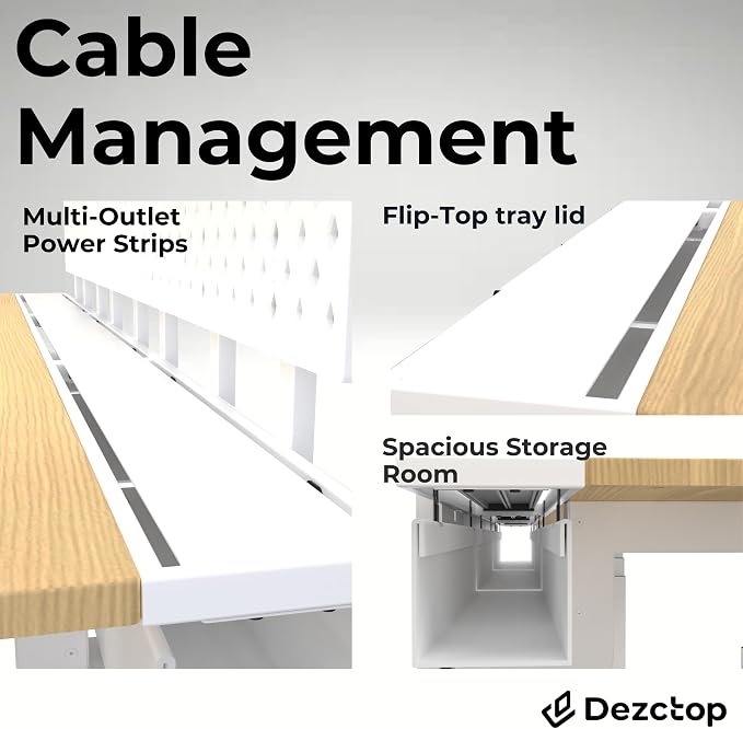 Dezctop Bifrost 160 63W x 28D Gaming PC Computer Desk with Shelves, Large Workstation for Gamers or Home Office with Pegboard, Built-in Cable Management, Stainless Steel Frame (Oak, 63W x 28D) - Image 2