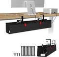 KEEGH No Drill Fabric Under Desk Cable Management Tray 28 in,Black by KEEGH