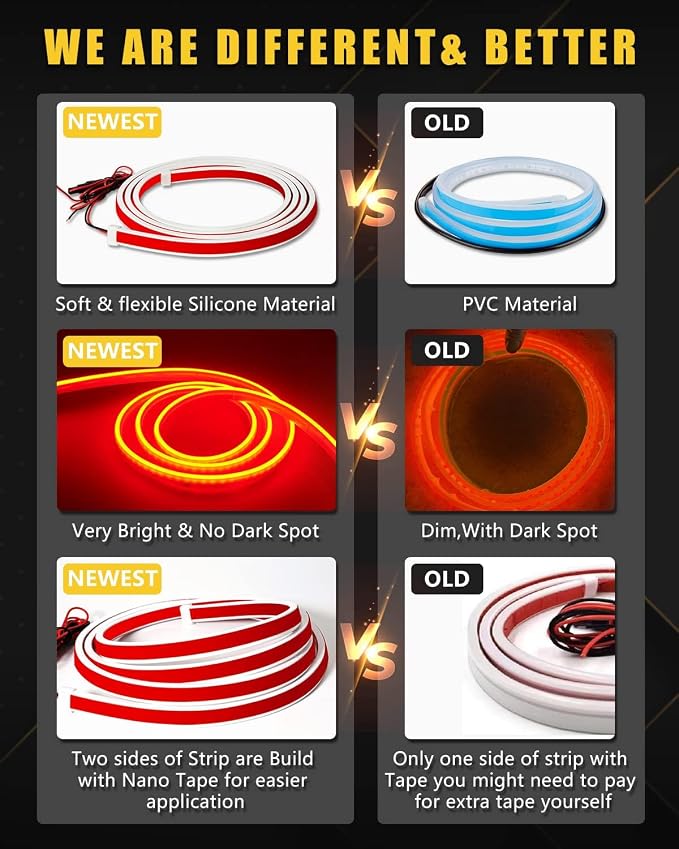 YM E-Bright LED Hood Light Strip, 70in Red Dynamic Scan DRL 12V 1Set - Image 4