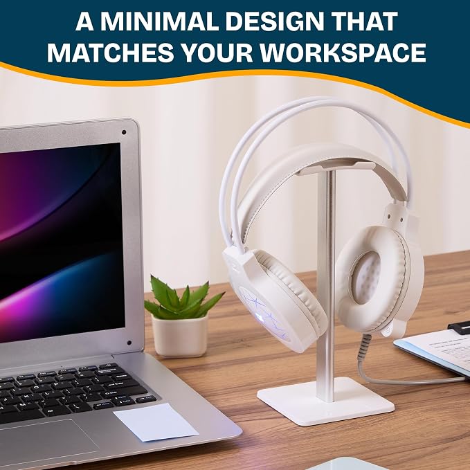 Headphone Stand, U-Shaped Universal Headset Holder, Anti-Slip Base, White | Flexible headrest, sturdy design, stable anti-slip base, fits most headphones, ideal for gaming, office & home use - Image 9