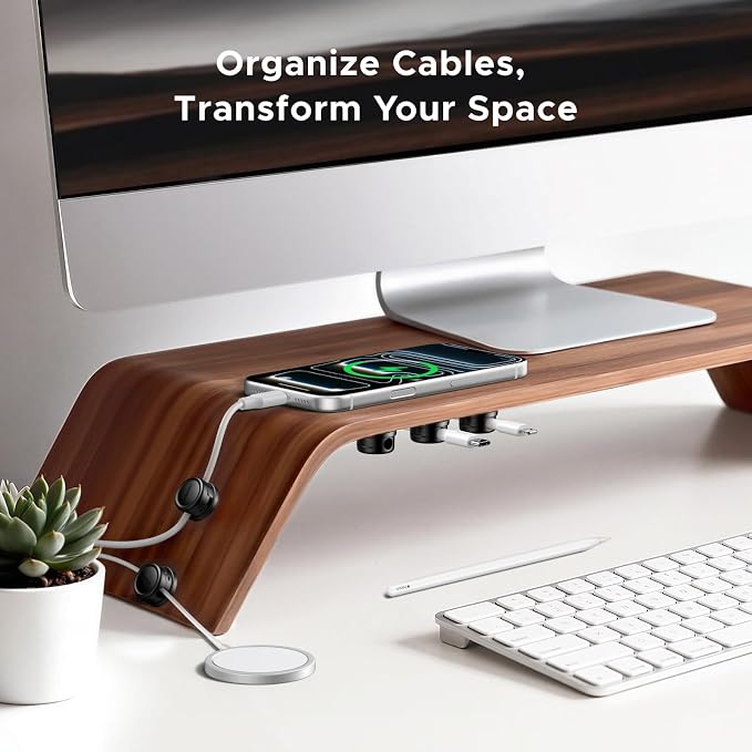 UGREEN Magnetic Cable Management Clips, 360° Rotation Desk Cord Organizer 1s Fast Locking, Strong Adhesive Cable Holder Fits Cables Wires for Workspace, Nightstand, Home Office,Car - Image 3