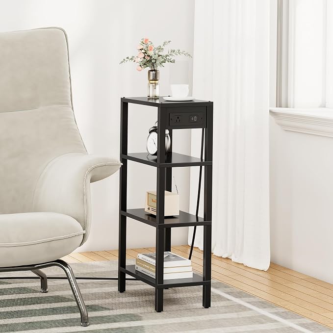 TUTOTAK Narrow Side Table Set of 2, Small End Table with Charging Station - Image 2