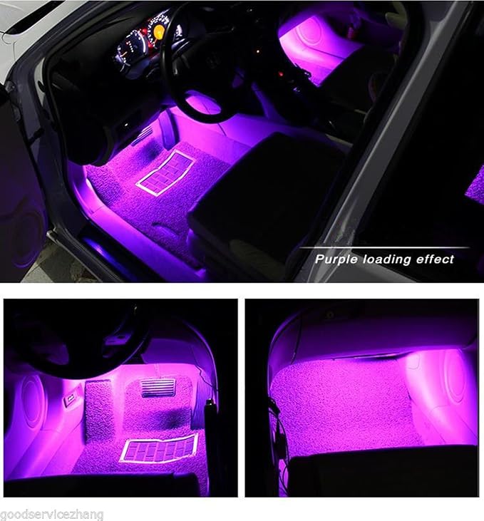 4PCS 48 LED Car Interior Lights, Pink Under Dash Light Kit - Image 3