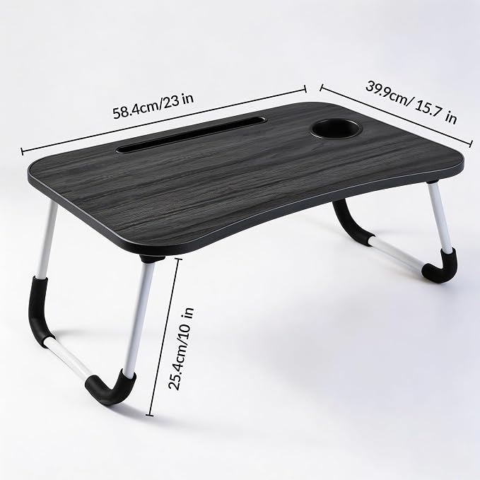 Foldable Laptop Bed Desk for Laptop, 23 Inch Portable Ergonomic Lap Desk with Cup Holder, Bed Tray Table Fits Up to 17" Laptops, for Work from Home, Gaming, Writing, Eating (White) - Image 8
