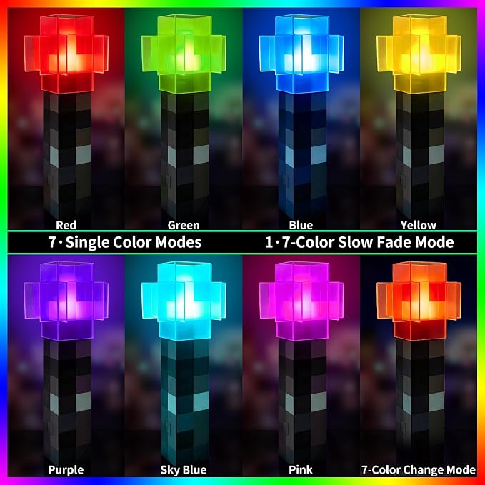 7-Color Wall Torch Lamp for Boys, Handheld Night Light for Room Decor - Image 2