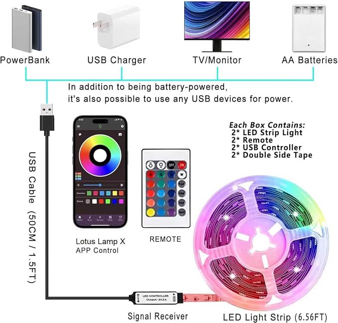 KIKO 2x16.4Ft (32.8Ft) Battery Powered Led Strip Lights - Image 7