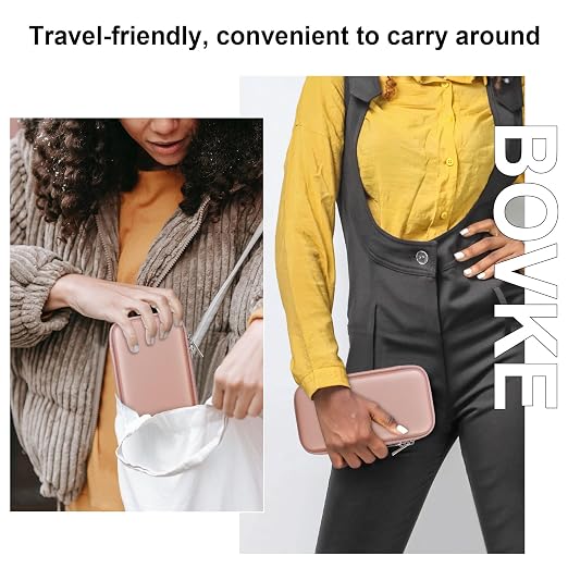 BOVKE Carrying Case for WELLST·G Handheld Game for Kids -Preloaded 220 Retro Video Games, Mini Arcade Electronic Toy Gifts for Boys Girls Portable Holder, Extra Mesh Pocket for SD Card, Rosegold - Image 5