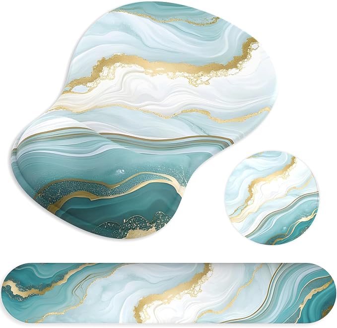 Ergonomic Mouse Pad with Wrist Rest and Keyboard Wrist Rest, Gel Mousepad by GJGOO