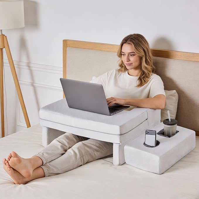 Sweetcrispy Reading Pillow Lap Desk, Adjustable, Storage Coaster, Ergonomic by Sweetcrispy