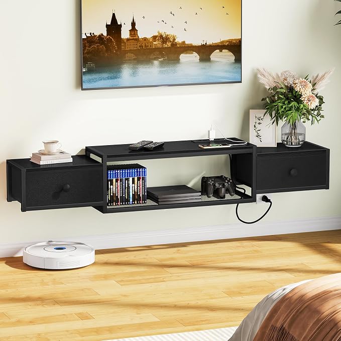 Snughome 63" Floating TV Stand, Floating TV Shelf with Power Outlets - Image 4