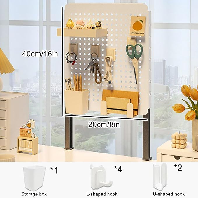 Pegboard Wall Organizer Panels, Desk Pegboard, Gaming Pegboard,Table Extender for Desk,Craft Room, Kitchen, Garage, Living Room, Bathroom, and Study Room, Easy to Install ,C,20*40cm/8*16in - Image 7