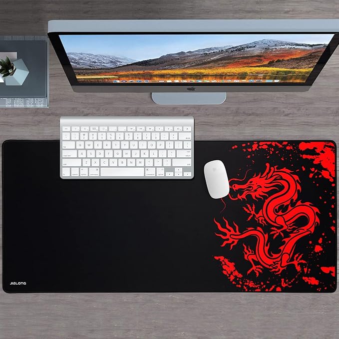 JIALONG Gaming Mouse Pad Large Size 35.4x15.7 inches Extended Desk Mousepad with Personalized Design for Laptop, Computer PC - Red Dragon - Image 6