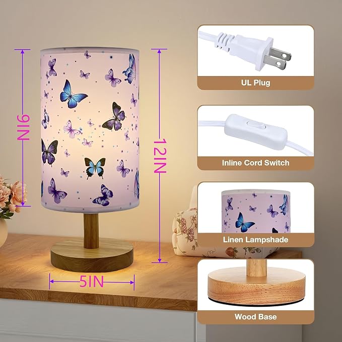 Butterfly Lamp,LED Kids Table Lamp for Bedroom Decor Girls Bedside Lamps - Image 8