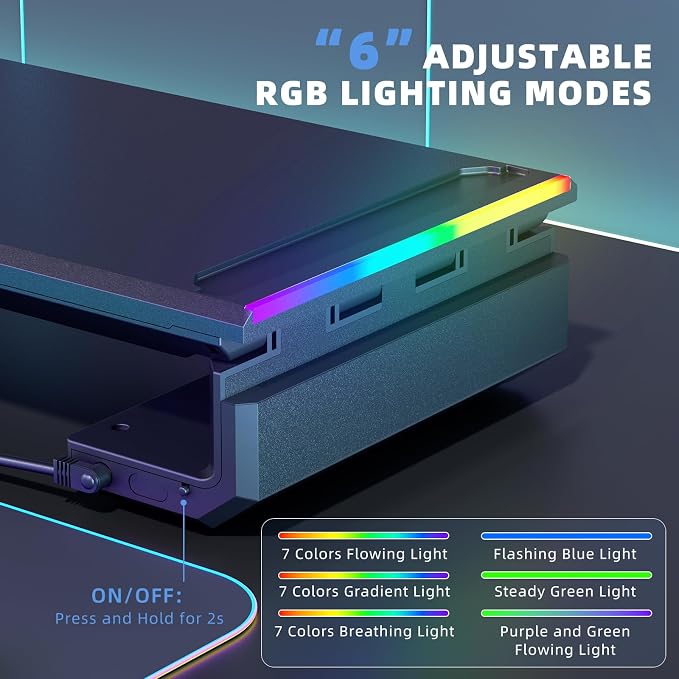 Heymaster Monitor Stand for Desk, Gaming Monitor Riser with RGB Light, Foldable Computer Monitor Stand Riser, Desk Organizers and Accessories for Desktop, Printer (Black) - Image 2