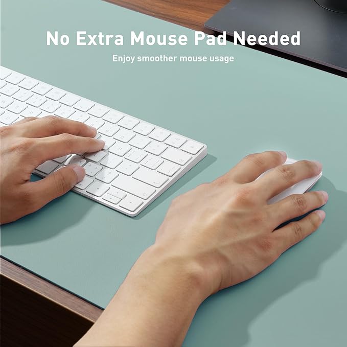 Aothia Faux Leather Desk Mat – Large Mouse Pad, Non-Slip PU Leather Blotter, Waterproof Writing Surface for Office and Home (Light Blue, 47.2" x 23.6") - Image 4