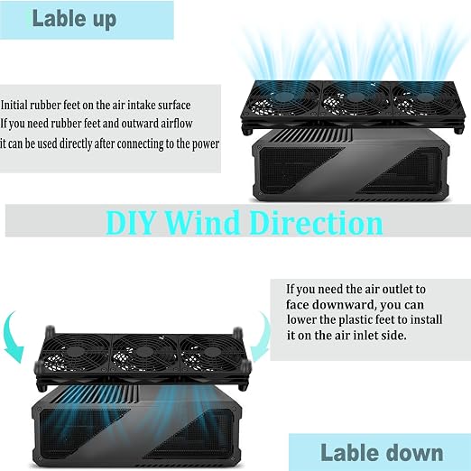 VTRETU Router Cooling Fan for Computer Cooler Audio Video Network Cabinet Server Cooling Project Equipment and Workstation DC 5V USB Power 120mm 360mm Fan with Switch - Image 2