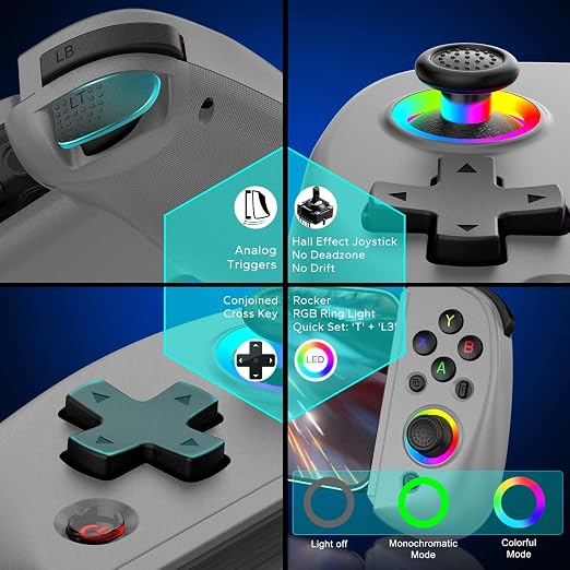 Joso Mobile Gaming Controller for iPhone/iPad/Tablet, Android Wireless Controller with Hall Effects Joysticks, Support PC/Switch, Play Cloud Games/PS Remote Play/COD/Genshin Impact & More - Grey - Image 6