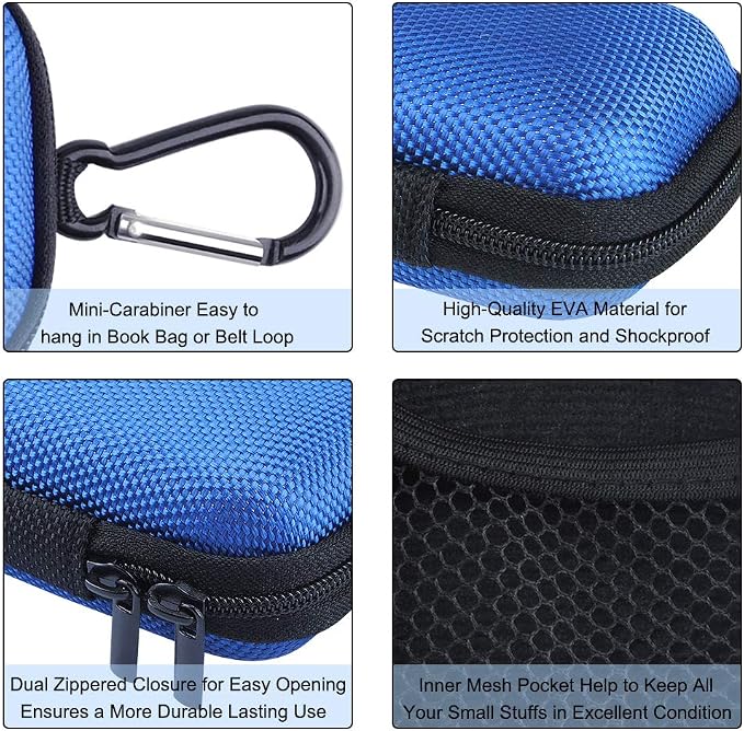 Hard Drive Hard Case 2Pack Earbuds Carrying Cases with Zipper and Carabiner - Image 2