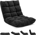 14-Position Floor Sofa, Folding Gaming Sofa Chair, Comfy Cushions & Study Steel Frame, Angle Adjustable Sleeper Bed, Couch Recliner (Black) by Giantex