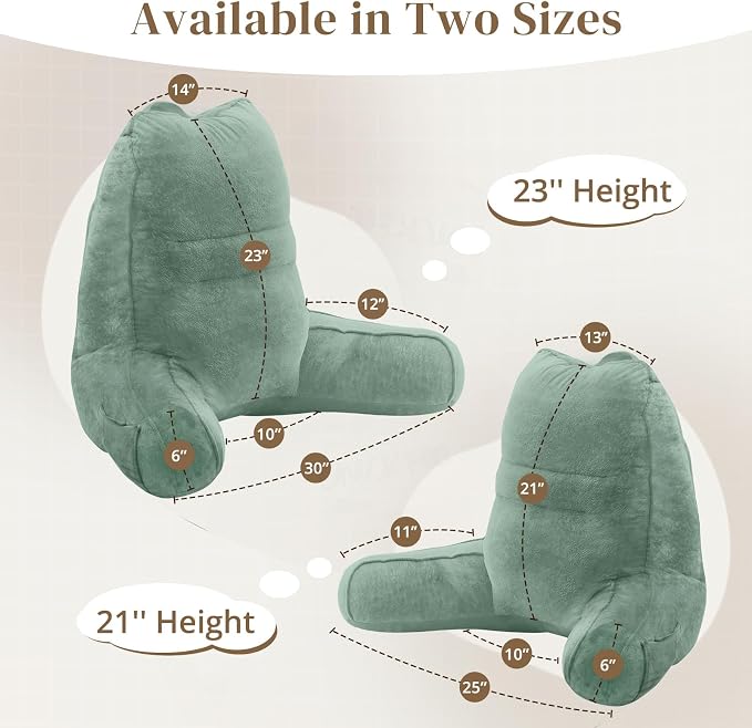 Sasttie Reading Pillow for Bed, Back Pillow for Sitting Up, Sage - Image 2