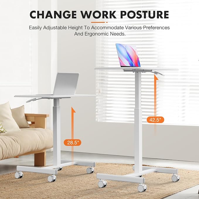 Sweetcrispy Mobile Rolling Desk, Small Standing Desk with Wheels - Image 4