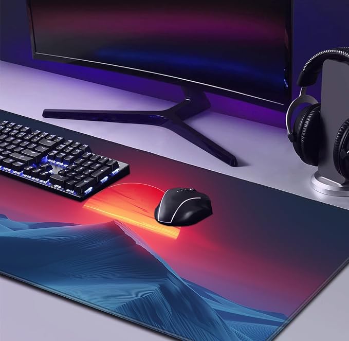 Mountain Top Scenery Mouse Pad Sunset Mountain Computer Decorative Desk Pad | Large Extended Mouse Pad; Full Desk Coverage; Waterproof Coating; Stable Anti-Slide Base For Gaming, Office, Study Daily Use - Image 4