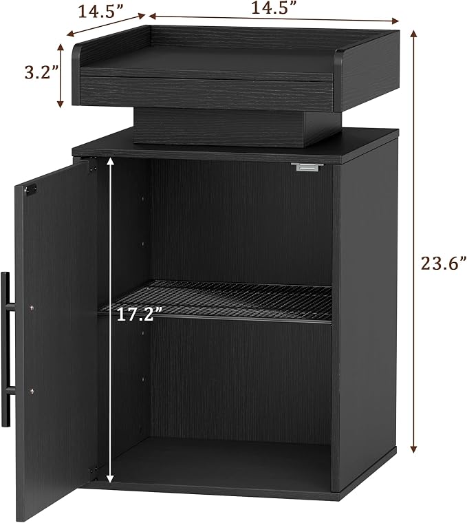Black Nightstand with LED Lights, Large Storage Bedside Table with Magnetic Door, Black Wooden Bedroom Night Stand - Image 2