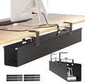 [Upgraded] Large Under Desk Cable Management Tray, Cinati Cable Management Under Desk No Drill, 28.4" Fabric Cord Hider for Wire Organizer, Cord Organizer for Office, Home - Supports Up to 30lbs Black by Cinati