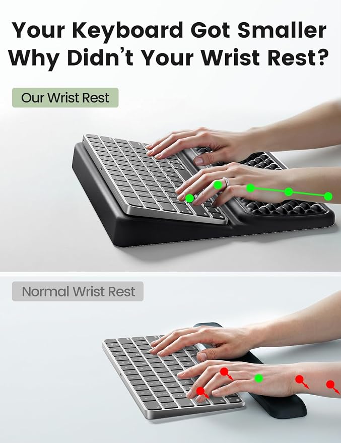 Vaydeer Keyboard Wrist Rest, Keyboard Stand with Wrist Support, Soft Memory Foam Ergonomic Riser for 60%-65% Keyboard Holder Tilt Lift for Carpal Tunnel, Office Gaming Computer Typing Hand Arm Cushion - Image 3