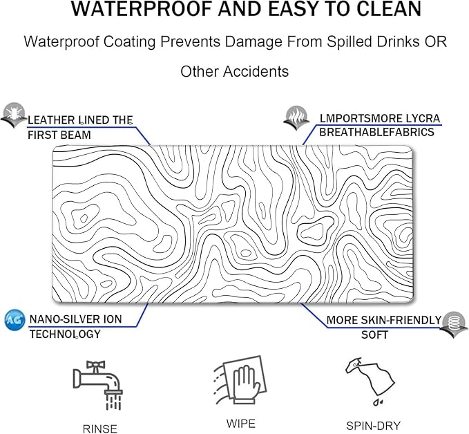 Large Mouse Pad Big Desk Mat Large Office Desk Pad, Black Line | Durable Extended Mouse Mat 35.4"x15.7" Computer Mousepad with Non-Slip Rubber Base Stitched Edge Home Office Work - Image 5
