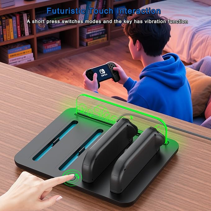 Joy-Con Charging Dock for Nintendo Switch 2, JoyCons 2 Charger Accessories 4 in 1 with LED Indicator, Vibration RGB Light and Charging Cable - Image 6