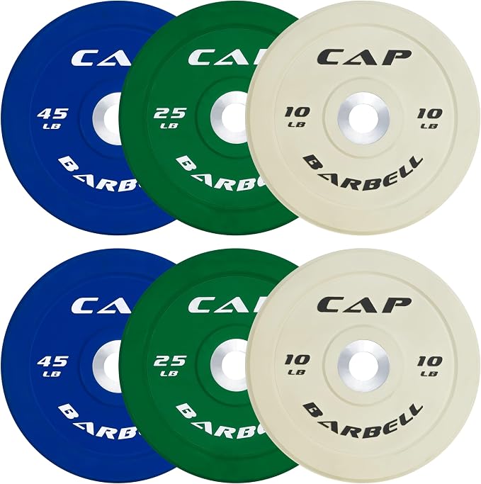 CAP 2-inch Olympic Bumper Plate Weight Set | 100-370 lbs | Multiple Colors | Storage Rack Optional by CAP