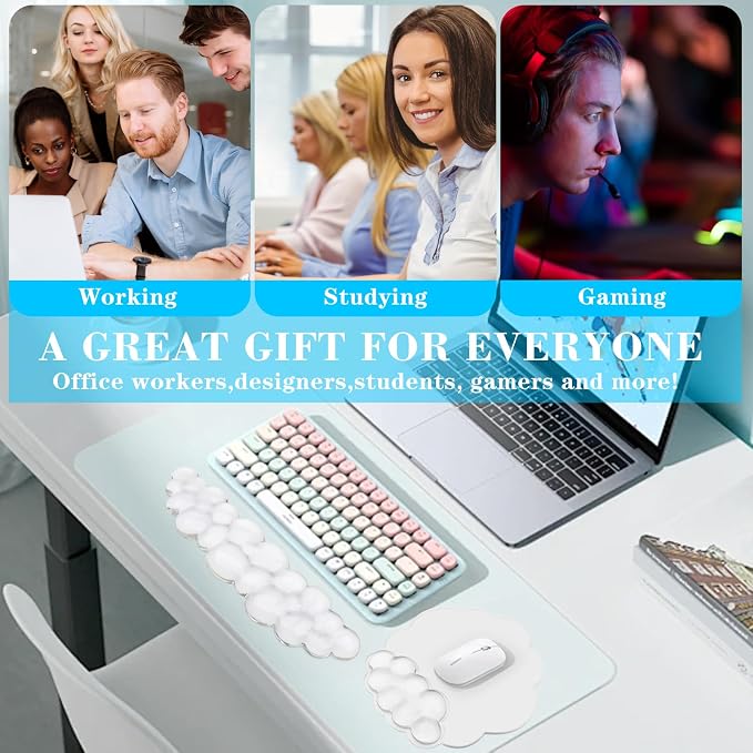 Gel Cloud Wrist Rest for Keyboard and Mouse Pad Set - Clear White - Image 8