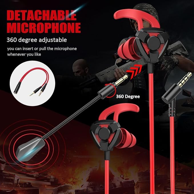 Gaming Headset with Microphone Wired Gaming Earbuds PC for One PS4 PS5 Nintendo Switch PlayStation 5 Games Mobile Phone,Detachable Earphones Noise Cancelling Gaming Headphones with Mic - Image 3
